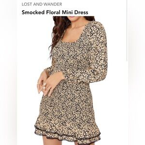 NWT Lost and Wander Floral Print Puff Long-Sleeve Minidress